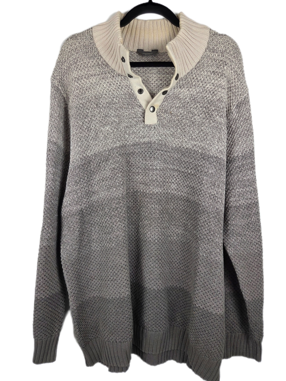 Men's Shawl Collar Knit Sweater - Grey/Oatmeal